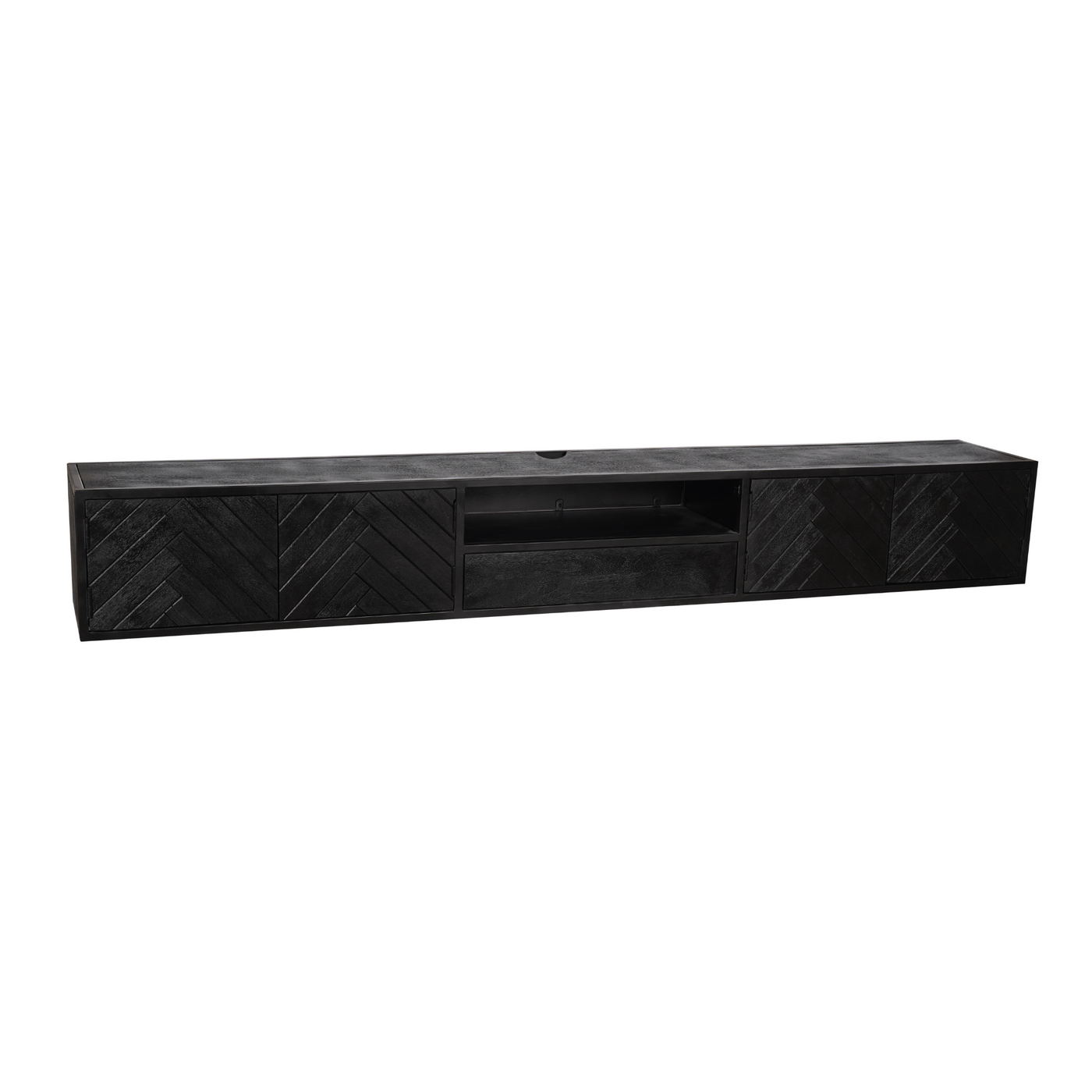 TV-Lowboard New York Mangoholz massiv, Schwarz, 120 bis 280 cm