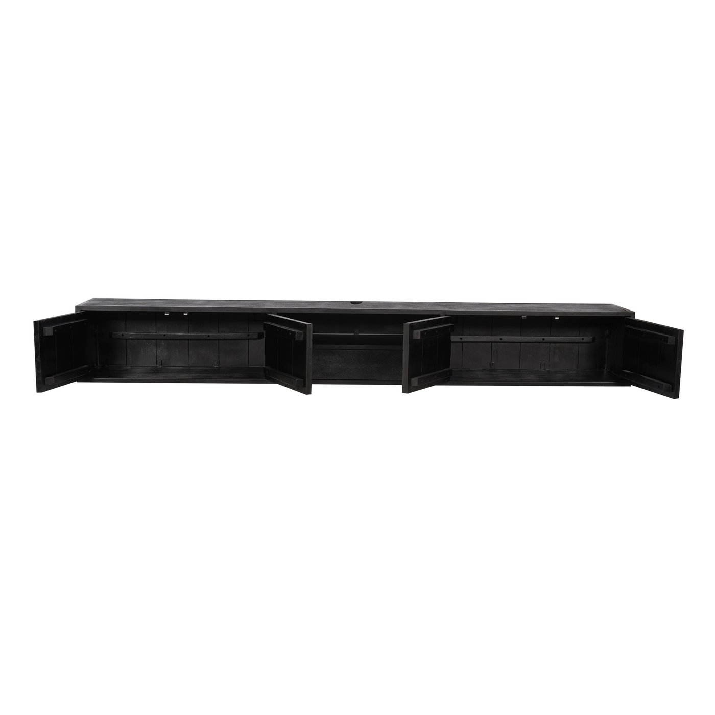 TV-Lowboard New York Mangoholz massiv, Schwarz, 120 bis 280 cm