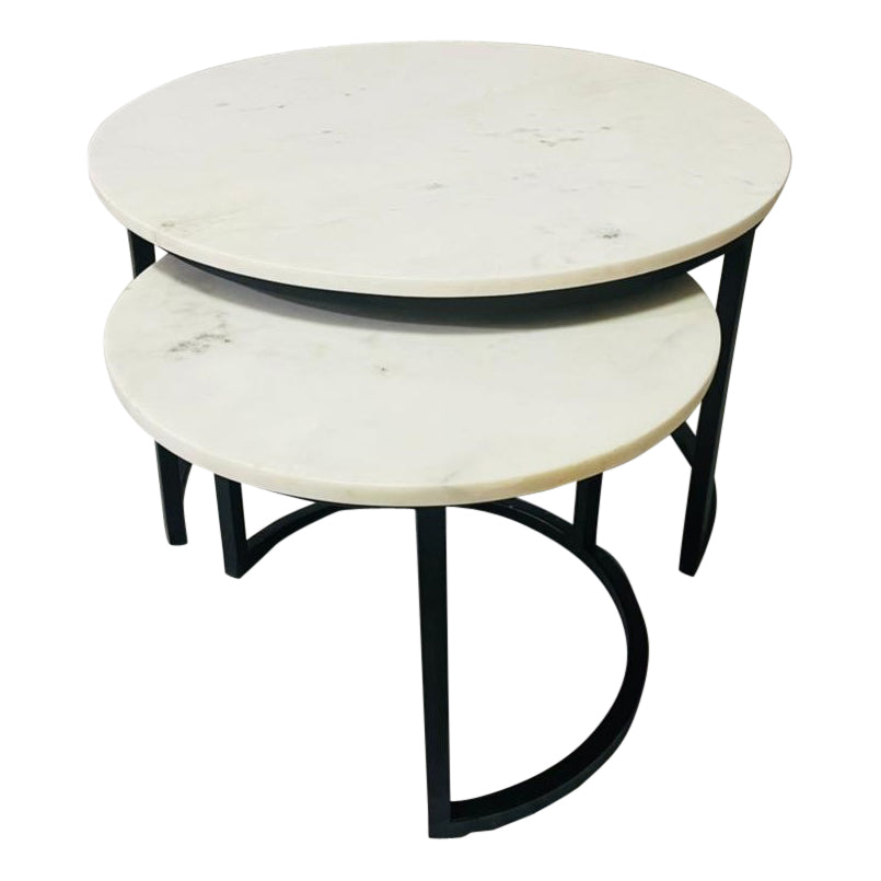 Couchtisch-Set Nova Weiß Marmor 70 cm