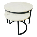Couchtisch-Set Nova Weiß Marmor 70 cm