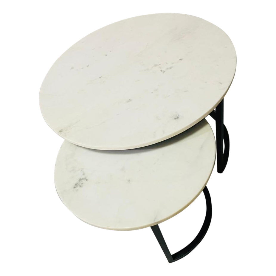 Couchtisch-Set Nova Weiß Marmor 70 cm