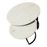 Couchtisch-Set Nova Weiß Marmor 70 cm