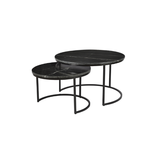 Couchtisch-Set Nova Schwarz Marmor 70 cm