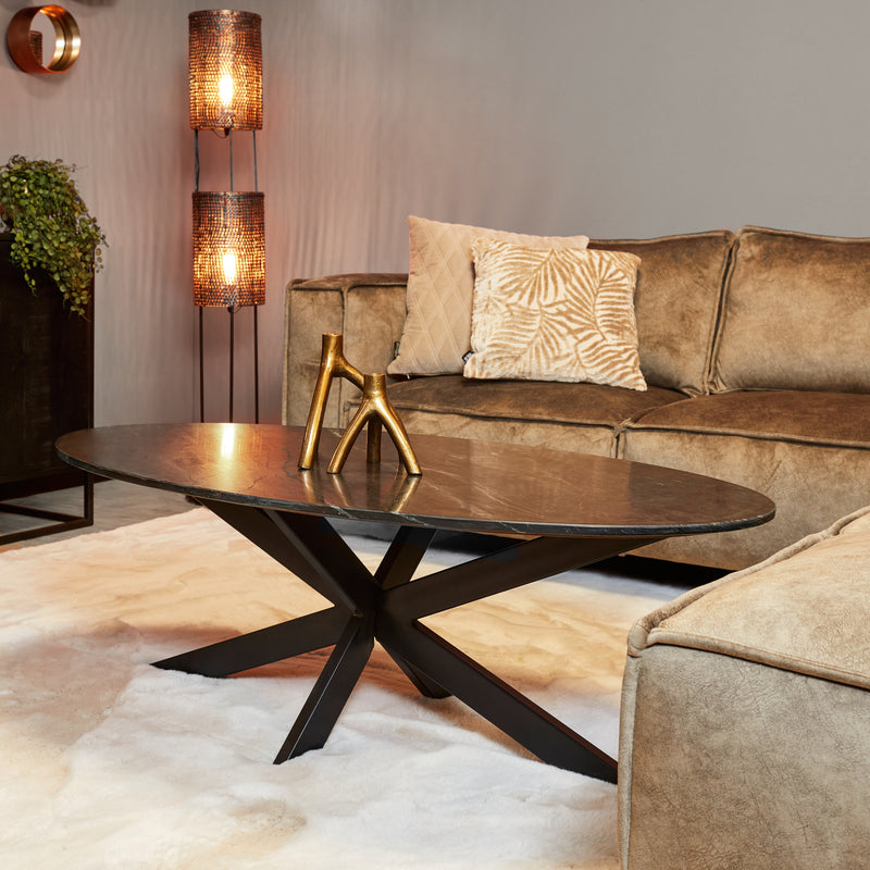 Couchtisch oval Faye Schwarz Marmor 120 cm