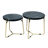 Couchtisch-Set Caly Schwarz Marmor 45 cm