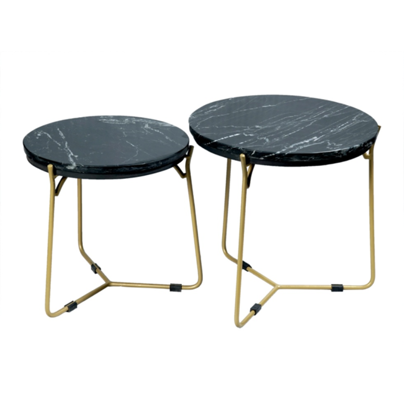 Couchtisch-Set Caly Schwarz Marmor 45 cm