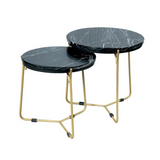 Couchtisch-Set Caly Schwarz Marmor 45 cm
