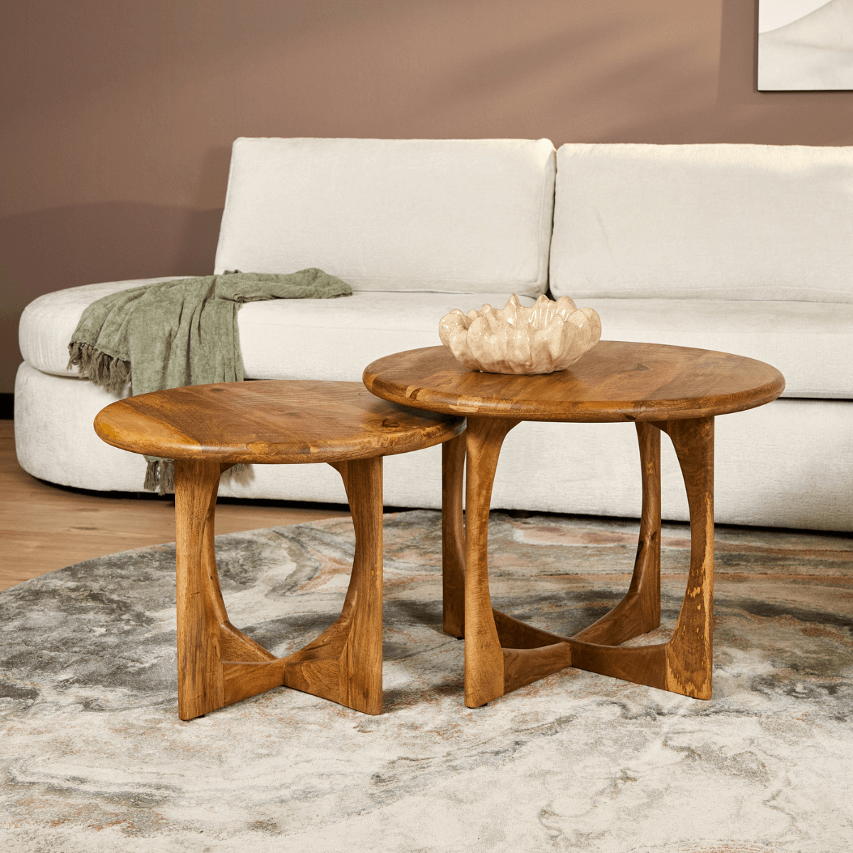 Couchtisch rund Milou Natur Mangoholz 70 cm