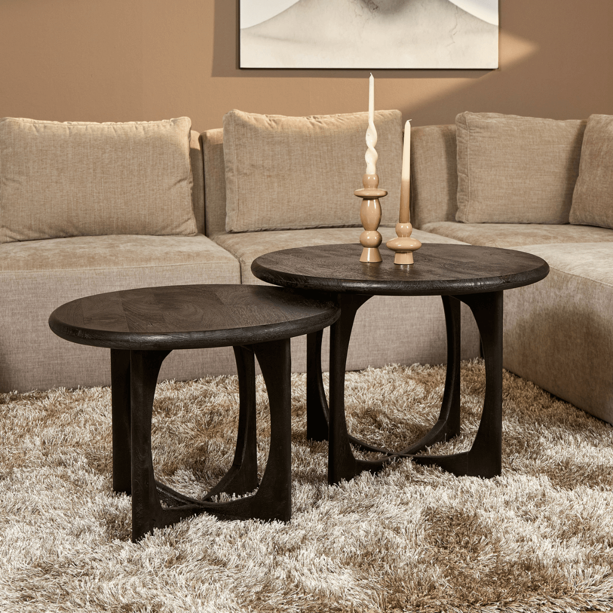 Couchtisch rund Milou Schwarz Mangoholz 70 cm