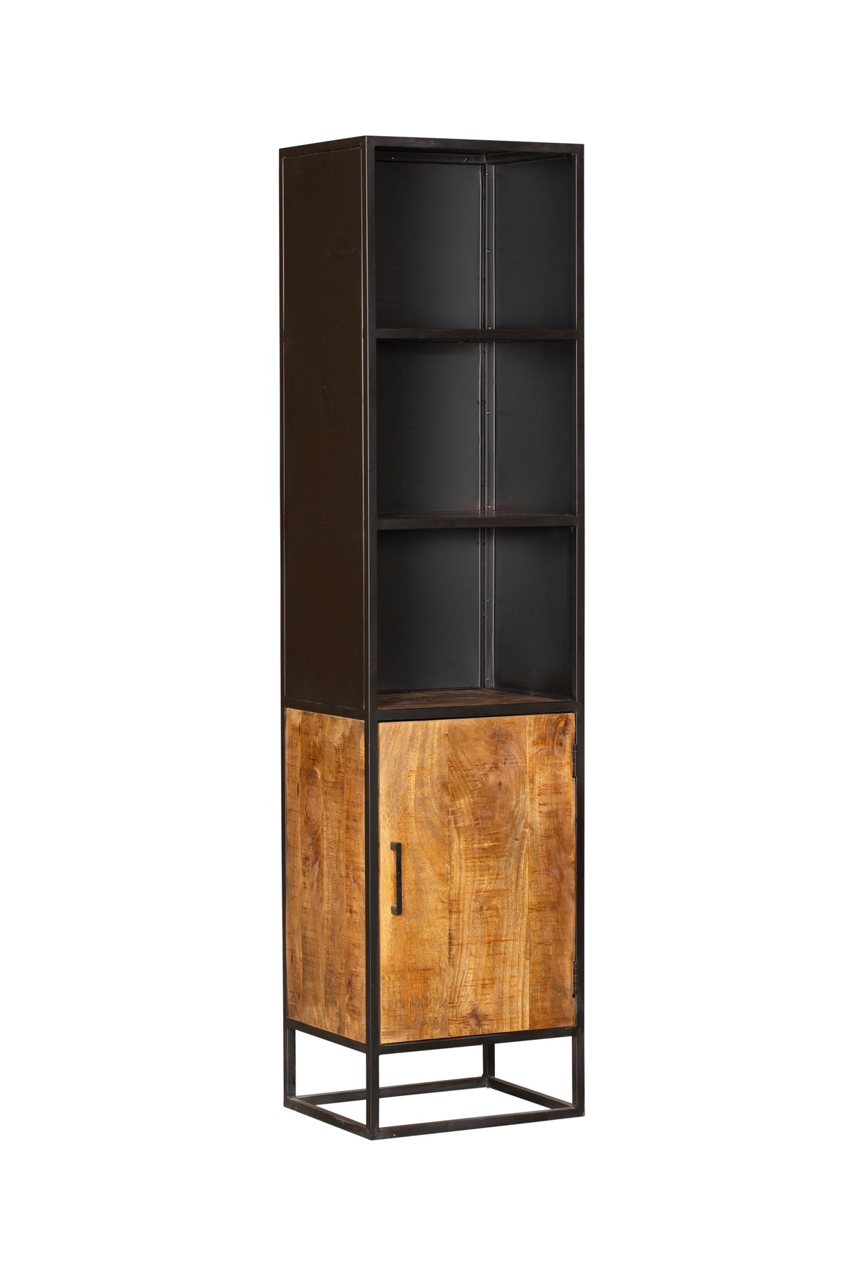 Bücherregal Oakland mit Tür Schwarz Mangoholz 50 cm