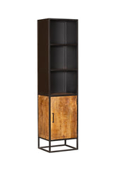 Bücherregal Oakland mit Tür Schwarz Mangoholz 50 cm