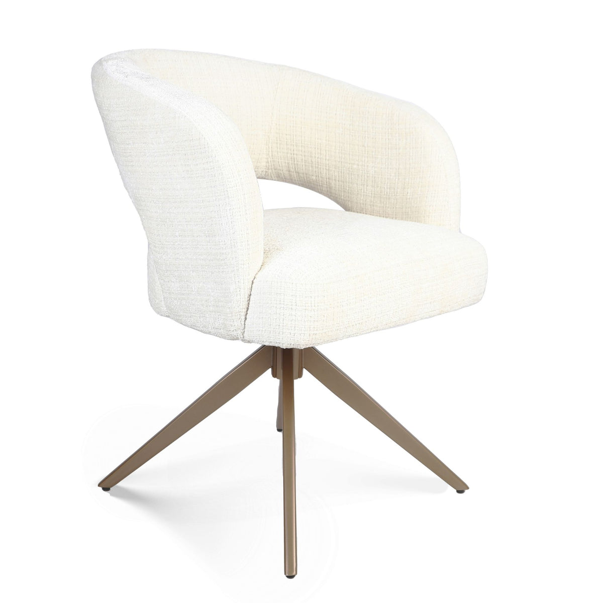 Drehstuhl Demi mit Armlehne Off-White Gestell Bronze