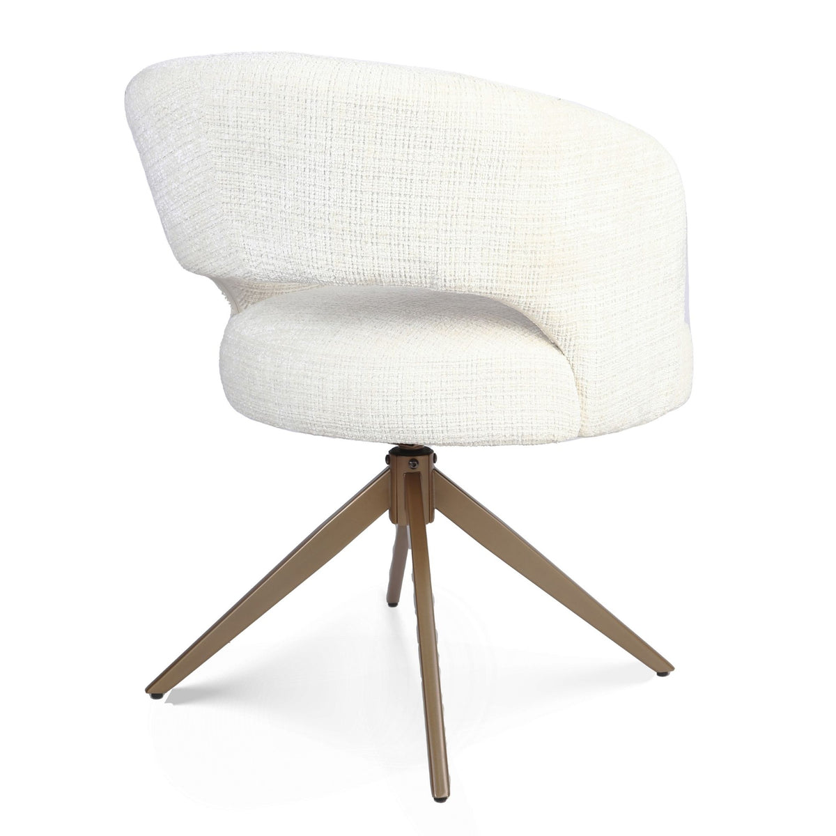 Drehstuhl Demi mit Armlehne Off-White Gestell Bronze