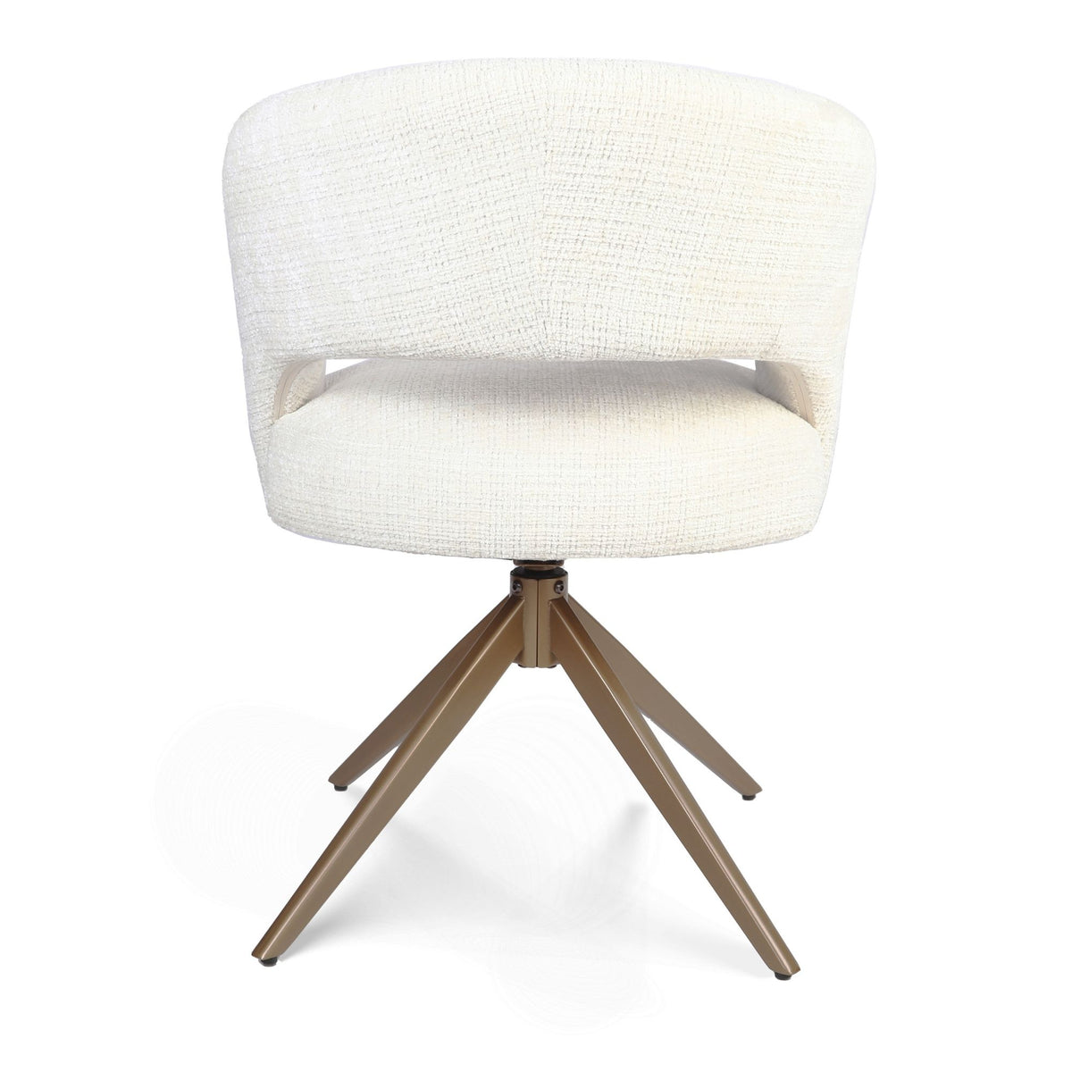 Drehstuhl Demi mit Armlehne Off-White Gestell Bronze