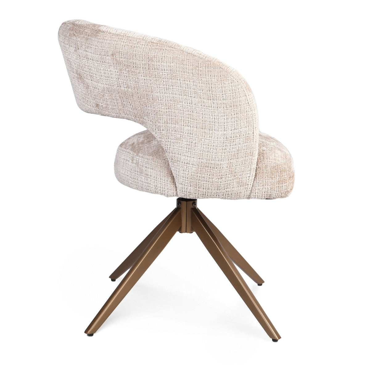 Drehstuhl Demi mit Armlehne Beige Gestell Bronze