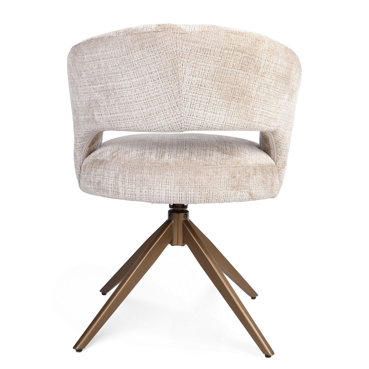 Drehstuhl Demi mit Armlehne Beige Gestell Bronze