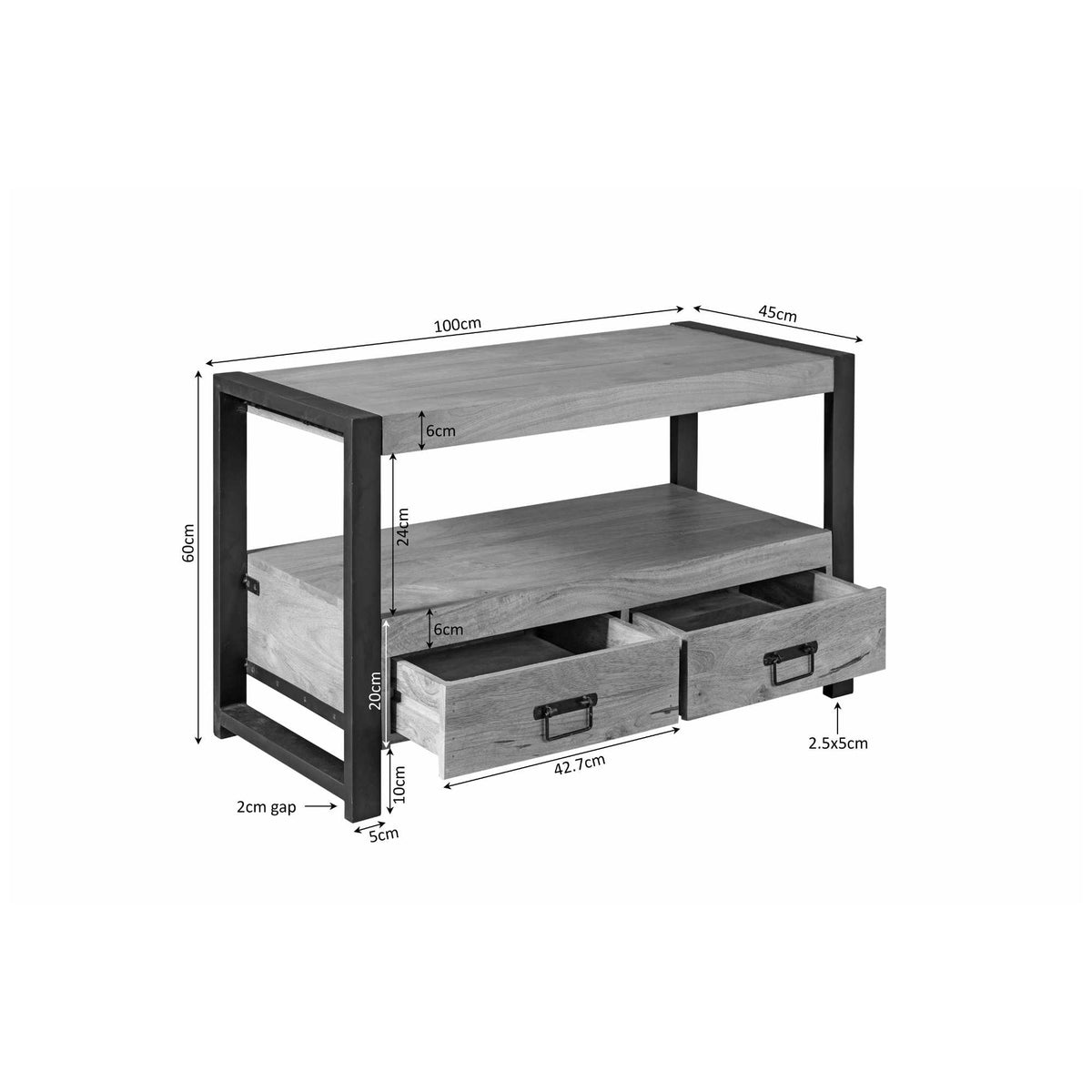 TV-Lowboard Boaz Natur Mangoholz 100 cm