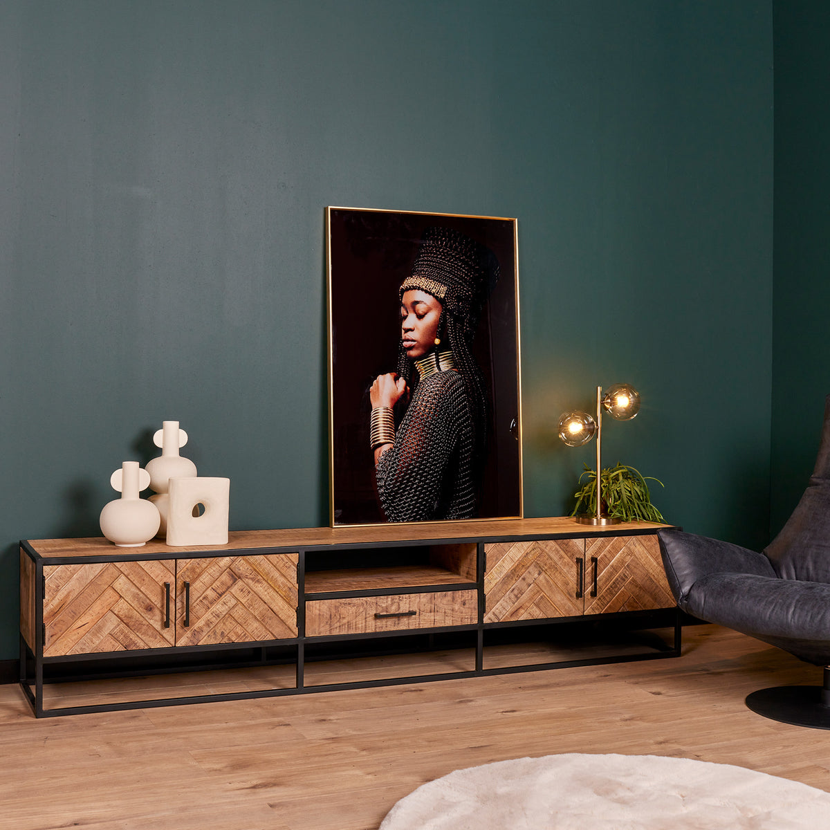 TV-Lowboard Arlington Natur Mangoholz 240 cm