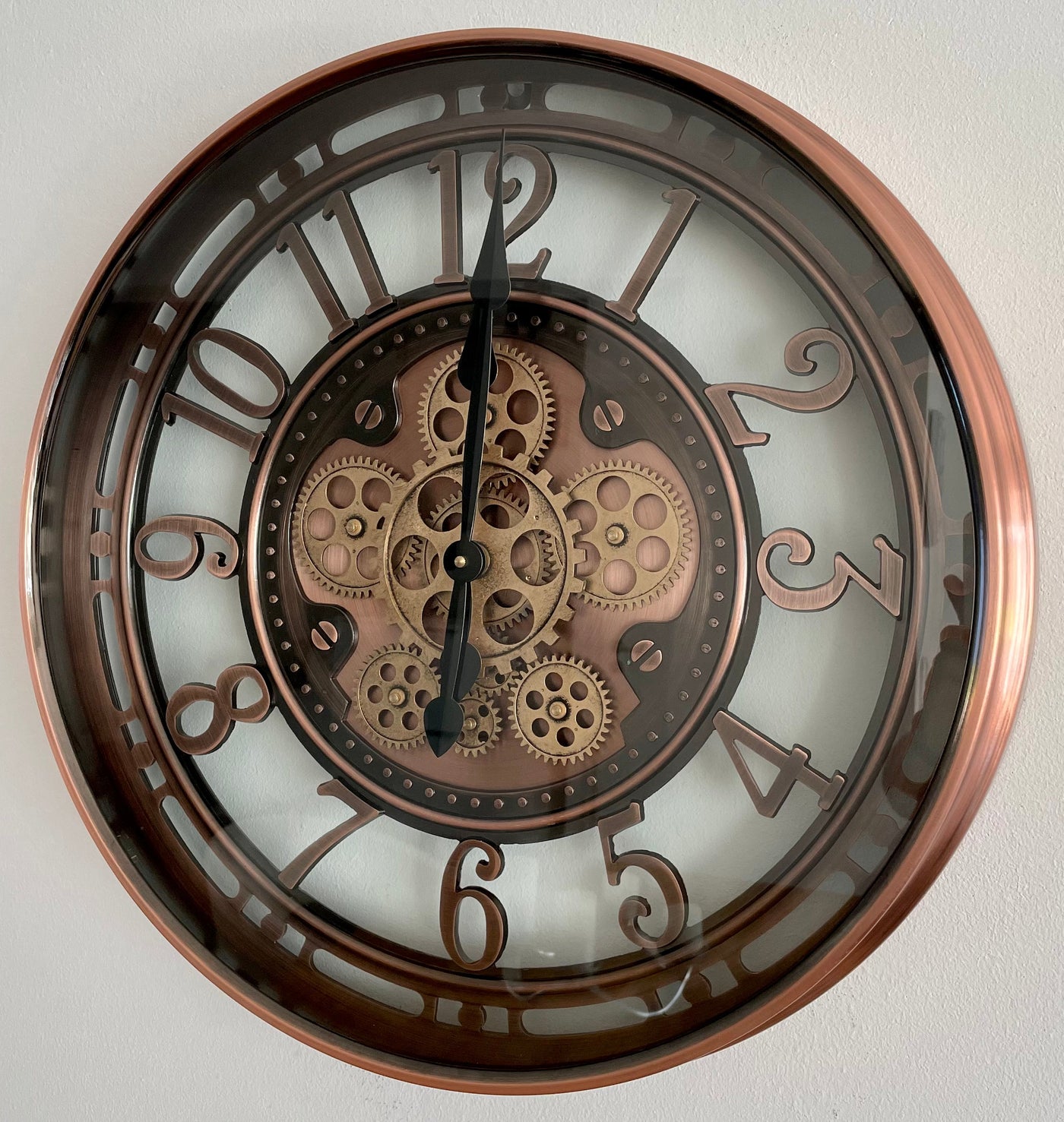 70 cm Wanduhr Zahnrad Berlin Zählwerk Animation Kupfer