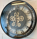 Lade das Bild in den Galerie-Viewer, Wanduhr Zahnrad Berlin Zählwerk Animation schwarz 55 cm
