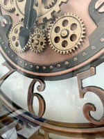 Lade das Bild in den Galerie-Viewer, 70 cm Wanduhr Zahnrad Berlin Zählwerk Animation Kupfer
