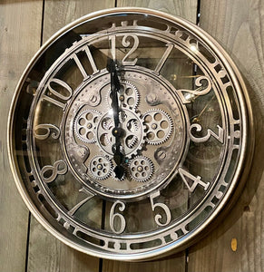 70 cm Wanduhr Zahnrad Berlin Zählwerk Animation silber grau