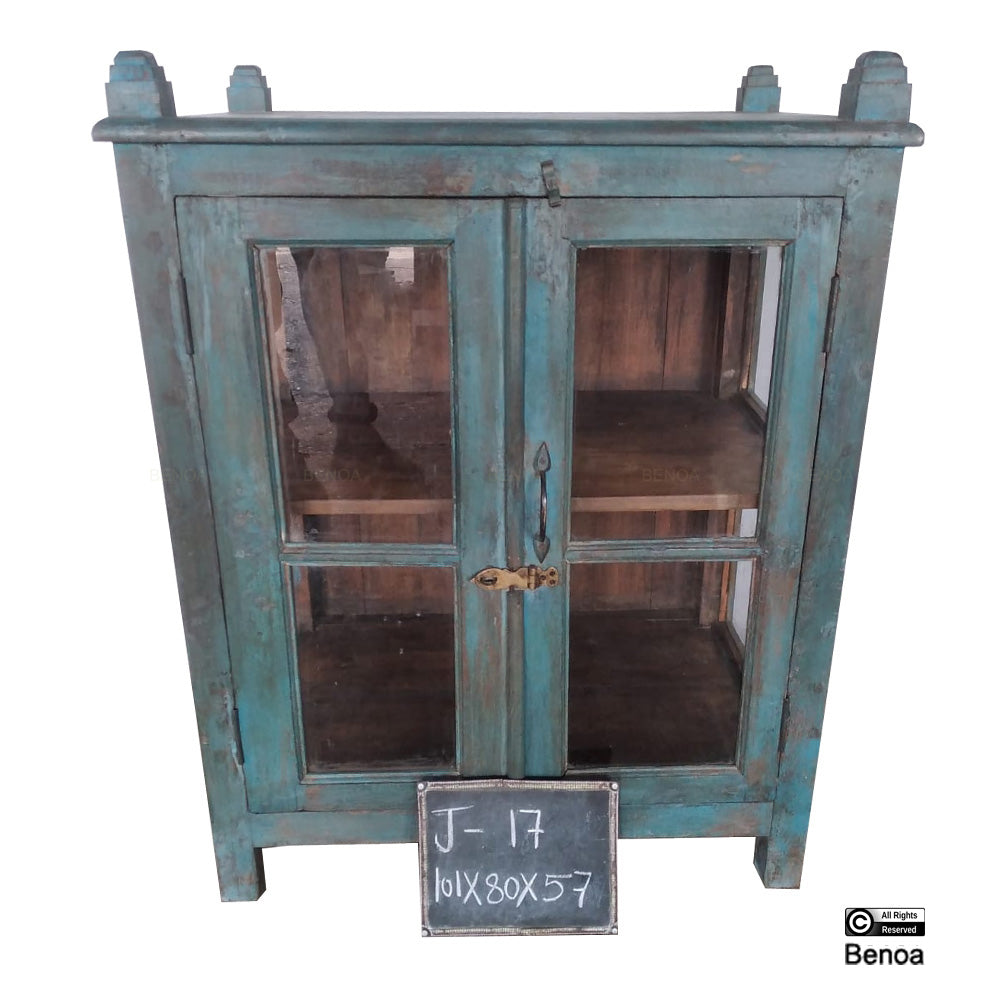India Dressoir Antik, Holz und Glas