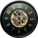 Lade das Bild in den Galerie-Viewer, 66 cm Zürich Wanduhr mit Zahnrädern schwarz gold
