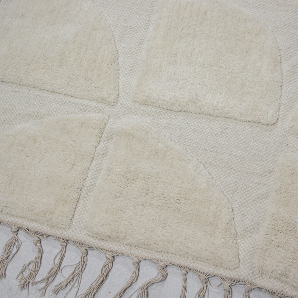 Design Fransenteppich Ronan Natural beige sand 3D Muster Modern 2 Größen Baumwolle