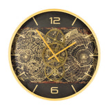 Golden Atlas Zahnrad Wanduhr 46 cm gold Beton grau animiert drehend