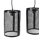 Hängelampe Quattro Industrial Mangoholz Metall Gitter schwarz