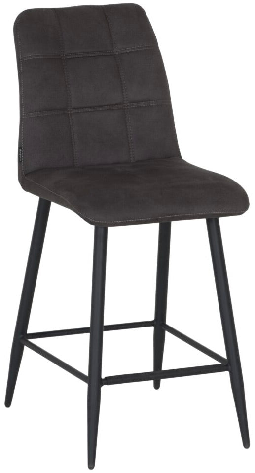 Tabouret de bar en microfibre Dexy disponible en 3 couleurs : anthracite, cognac et vert olive