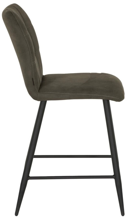 Mikrofaser Barstuhl Dexy in 3 Farben Anthrazit Cognac Braun und Olivgrün