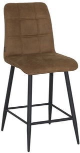 Tabouret de bar en microfibre Dexy disponible en 3 couleurs : anthracite, cognac et vert olive
