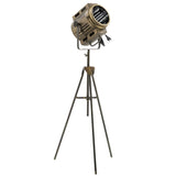 Industrial Stehlampe Hollywood Flutlicht altgold-messing Dreibein