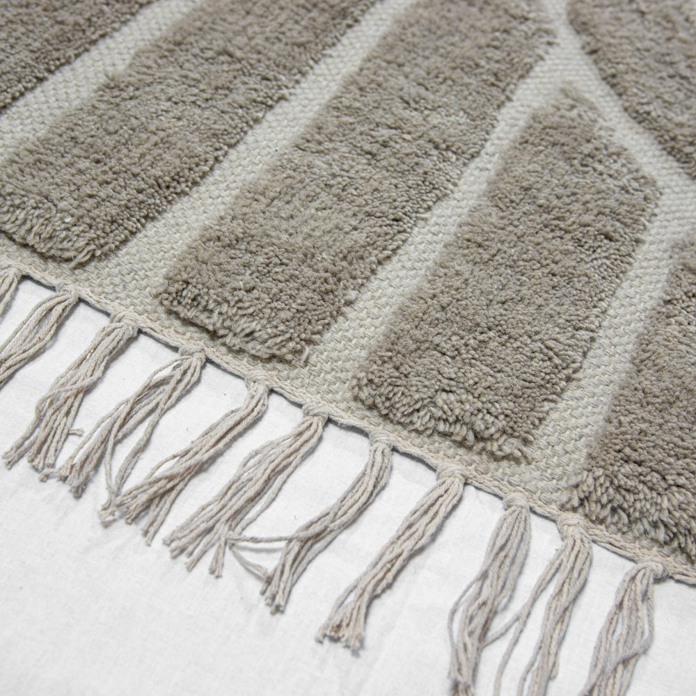 Design Fransenteppich Yashi taupe 3D Muster Modern 2 Größen Baumwolle