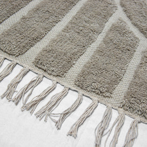 Design Fransenteppich Yashi taupe 3D Muster Modern 2 Größen Baumwolle
