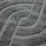 Tapis à franges Yashi gris motif 3D moderne 2 tailles coton