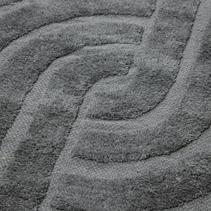 Design Fransenteppich Yashi grau 3D Muster Modern 2 Größen Baumwolle