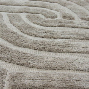 Design Fransenteppich Yashi taupe 3D Muster Modern 2 Größen Baumwolle