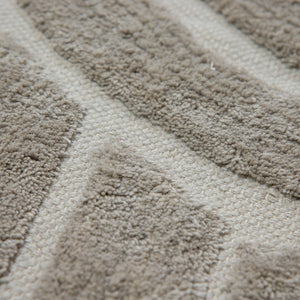Design Fransenteppich Yashi taupe 3D Muster Modern 2 Größen Baumwolle