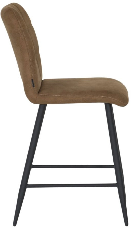 Tabouret de bar en microfibre Dexy disponible en 3 couleurs : anthracite, cognac et vert olive