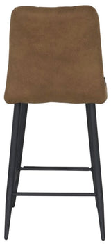 Tabouret de bar en microfibre Dexy disponible en 3 couleurs : anthracite, cognac et vert olive