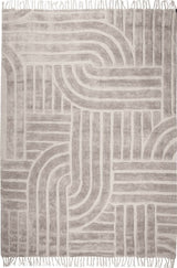 Design Fransenteppich Yashi taupe 3D Muster Modern 2 Größen Baumwolle