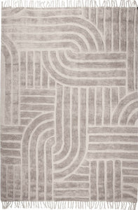 Design Fransenteppich Yashi taupe 3D Muster Modern 2 Größen Baumwolle