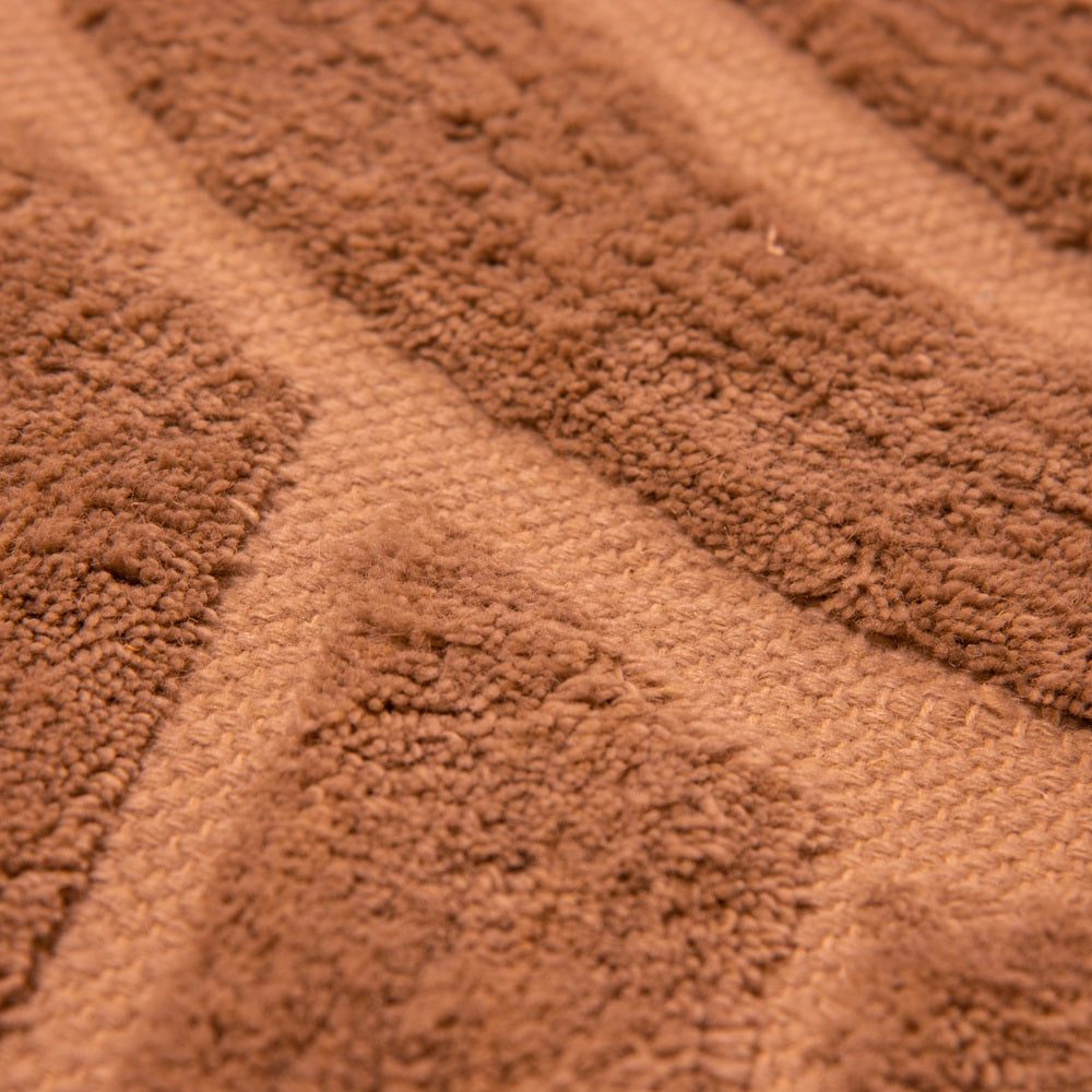 Design Fransenteppich Yashi terracotta rost braun 3D Muster Modern 2 Größen Baumwolle