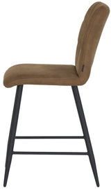 Tabouret de bar en microfibre Dexy disponible en 3 couleurs : anthracite, cognac et vert olive