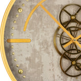 Aladin Zahnrad Wanduhr 46 cm gold Beton grau animiert drehend