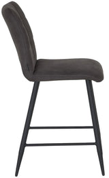 Tabouret de bar en microfibre Dexy disponible en 3 couleurs : anthracite, cognac et vert olive