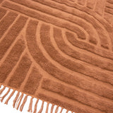 Design Fransenteppich Yashi terracotta rost braun 3D Muster Modern 2 Größen Baumwolle
